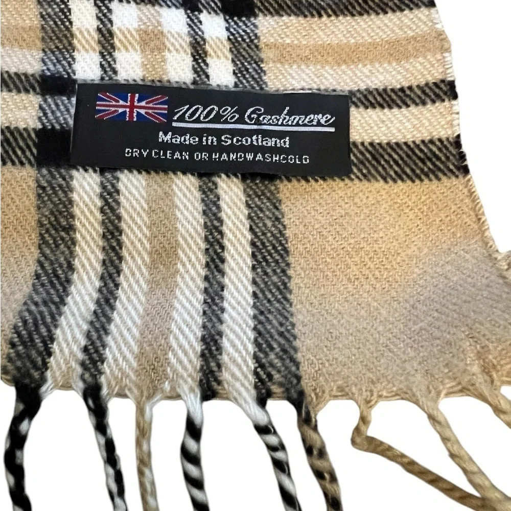 Nova Check Plaid Scarf, Tan Black & Red